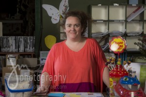 Nadia at the counter of her "General Store"