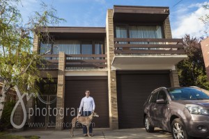 Ned, pictured with Merlin, car & house