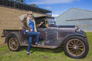 And this shot of Denise on the side of an old fashioned car. I like the way the owner haven't bothered to renovate...you see the remnants of the original finish.