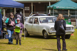 Denise drives onto the oval to take her place