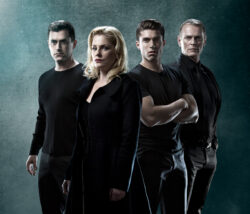 The cast of "Blood Brothers" (Bobby Fox, Helen Dallimore, Josh Piterman and Michael Cormick)