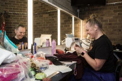 Dress designer, Angela White, final touches on her magnificent costumes