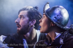 Production still from "Spamalot", performed at the Hayes Theatre