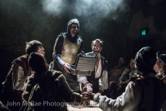 Production still from "Spamalot", performed at the Hayes Theatre