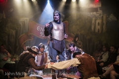 Production still from "Spamalot", performed at the Hayes Theatre